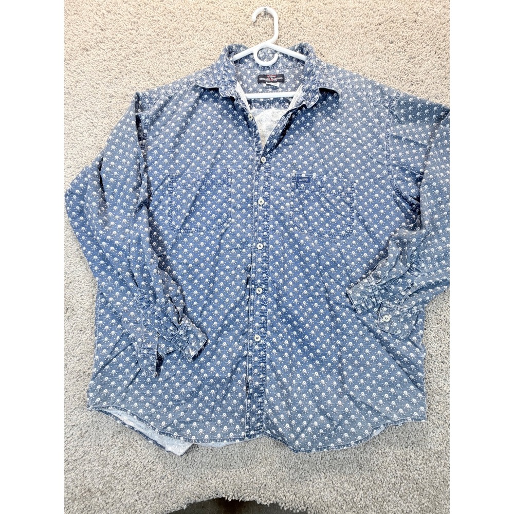 Vintage 1993 Guess Georges Marciano Floral Shirt Mens L Blue USA Made